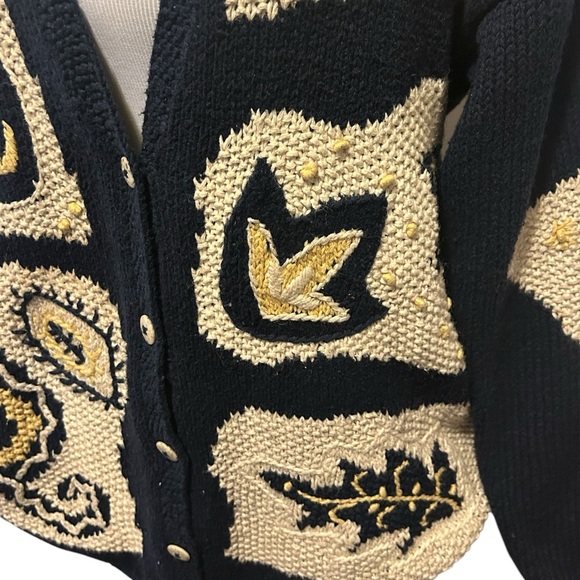 Segrets Sun Prints 80's Grandma Cardigan Geometric Hand Made Sweater Large - Picture 4 of 6